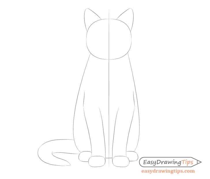 How To Draw A Cat Step By Step From Front View Easydrawingtips