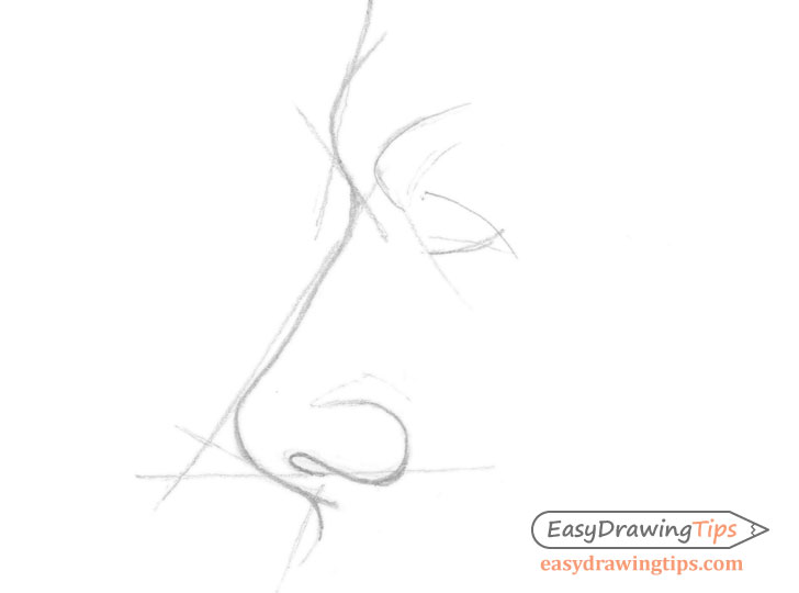 sketch of human nose and lips close up hand-drawn by black pencil on white  paper Stock Photo - Alamy