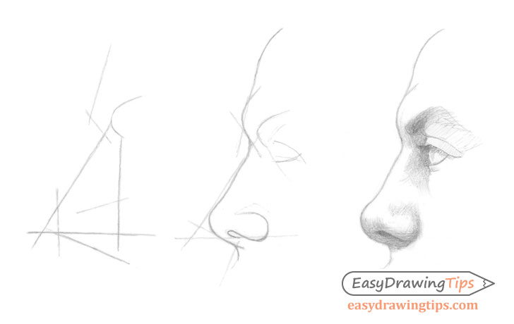 how to draw a nose step by step for beginners
