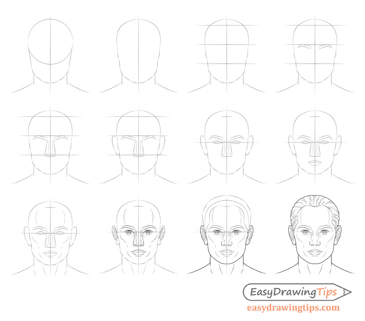 How to Draw a Face from Front View  A step by step tutorial  MuzenikArt