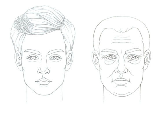 male face drawing outline