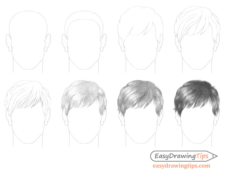 Male hair drawing step by step