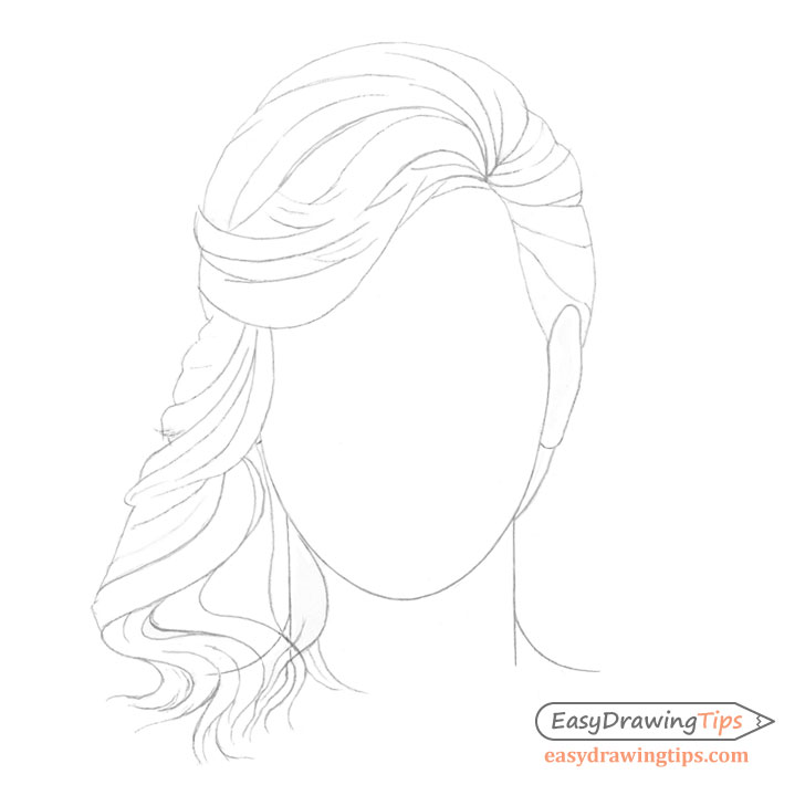 Curly hair details drawing