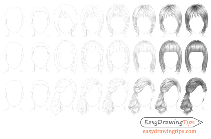 Anime Women With Cute Hairstyles, Hair Drawing, Hairstyle Drawing, Women  Drawing PNG Transparent Clipart Image and PSD File for Free Download