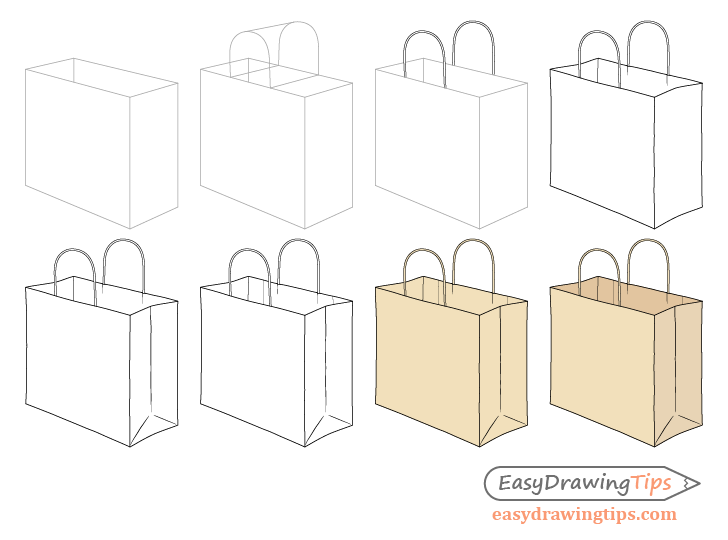 Gelovige vis broeden How to Draw a Shopping Bag Step by Step - EasyDrawingTips