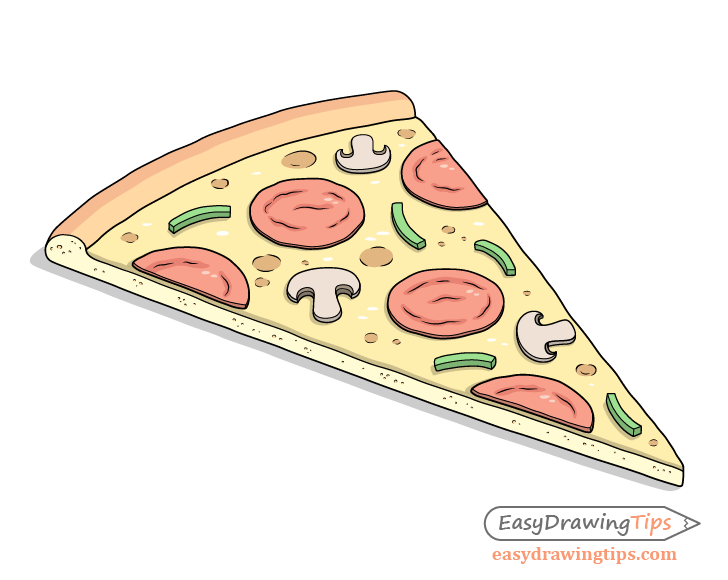 A slice of pizza. Top view. Vector drawing. Isolated object on a white  background. Isolate. Stock Vector | Adobe Stock