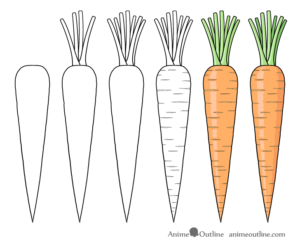 How To Draw A Carrot Step By Step EasyDrawingTips   Carrot Drawing Step By Step 300x247 