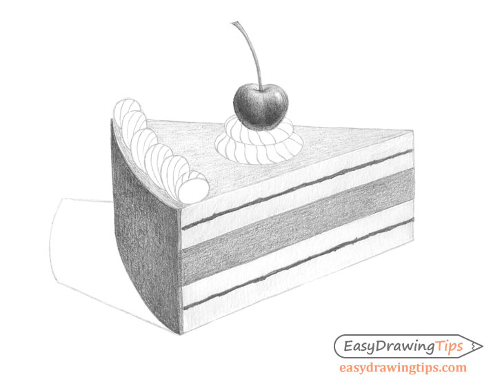 Cake slice drawing cherry shading